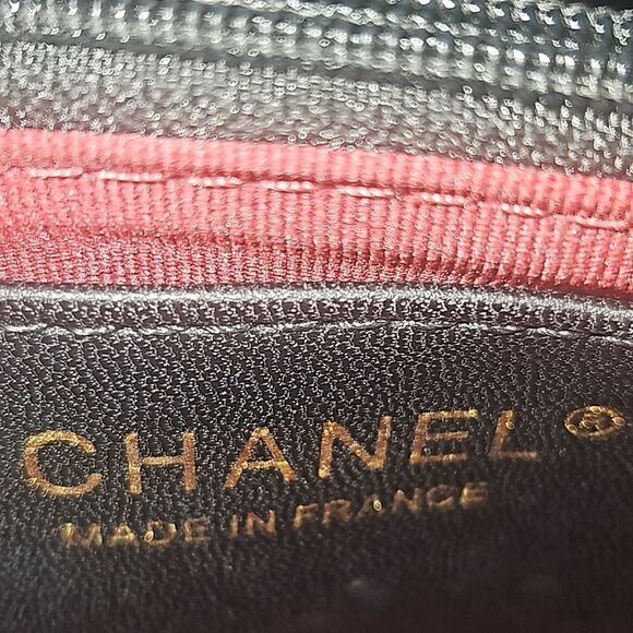 CHANEL Lambskin Chevron Wallet On Chain WOC Black w/ Dust Bag - Picture 5 of 11